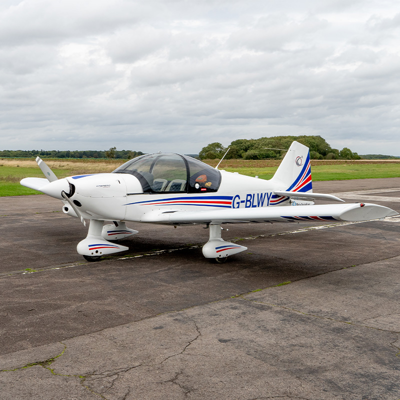 aircraft g-blwy on runway at deenethorpe aerodrome